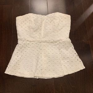 J. Crew Strapless Peplum Lace Top
